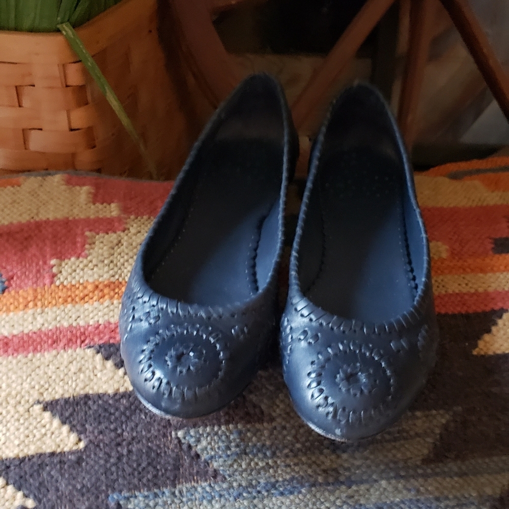 JACK ROGERS WAVERLY LEATHER BALLET FLATS